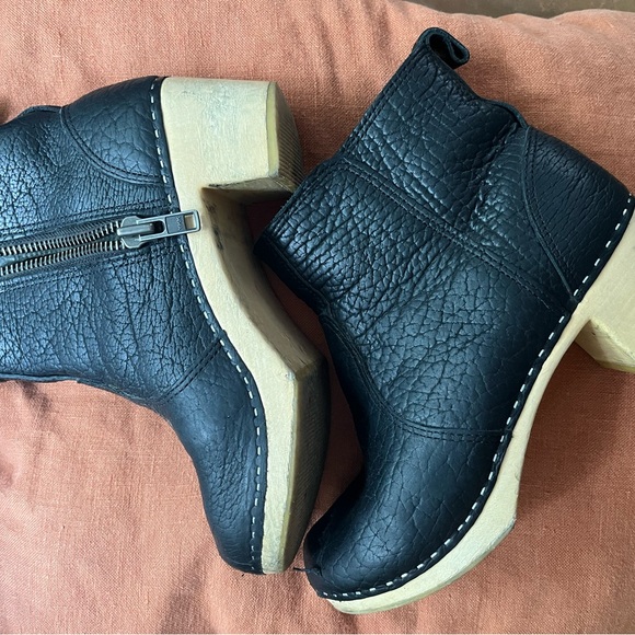 Black Leather Ankle Boots - Picture 1 of 4